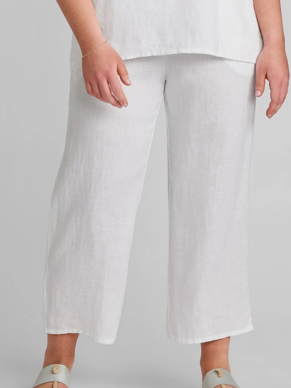 Flax New 100% linen classic white pants S